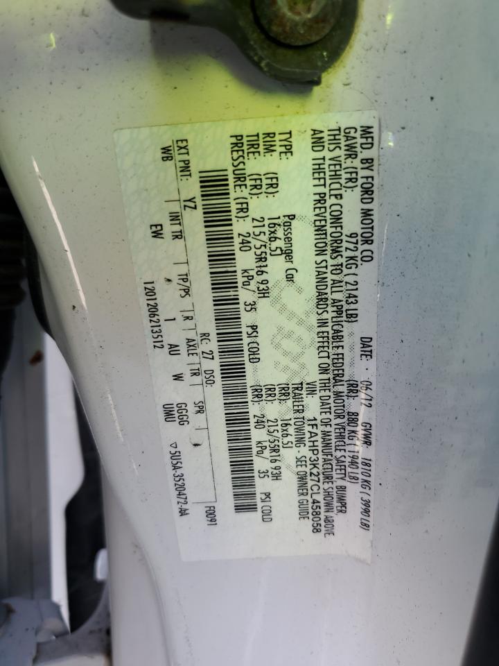 1FAHP3K27CL458058 2012 Ford Focus Se