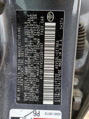 2012 Toyota Camry Base VIN: 4T1BF1FK5CU001997 Lot: 49763274