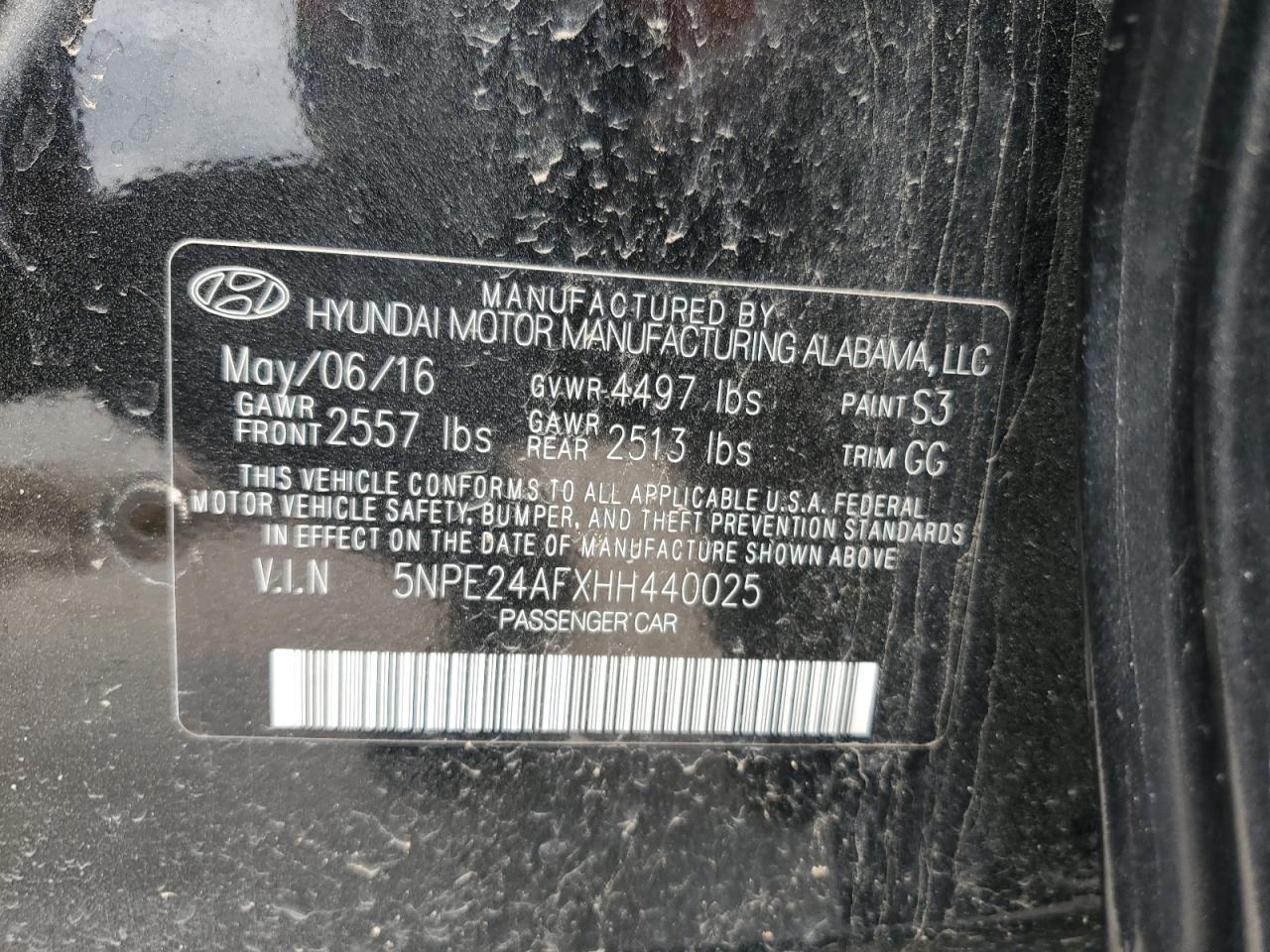 5NPE24AFXHH440025 2017 Hyundai Sonata Se