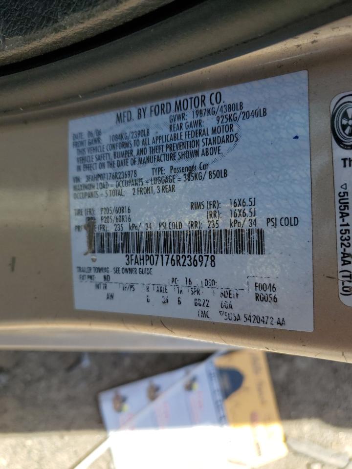 3FAHP07176R236978 2006 Ford Fusion Se