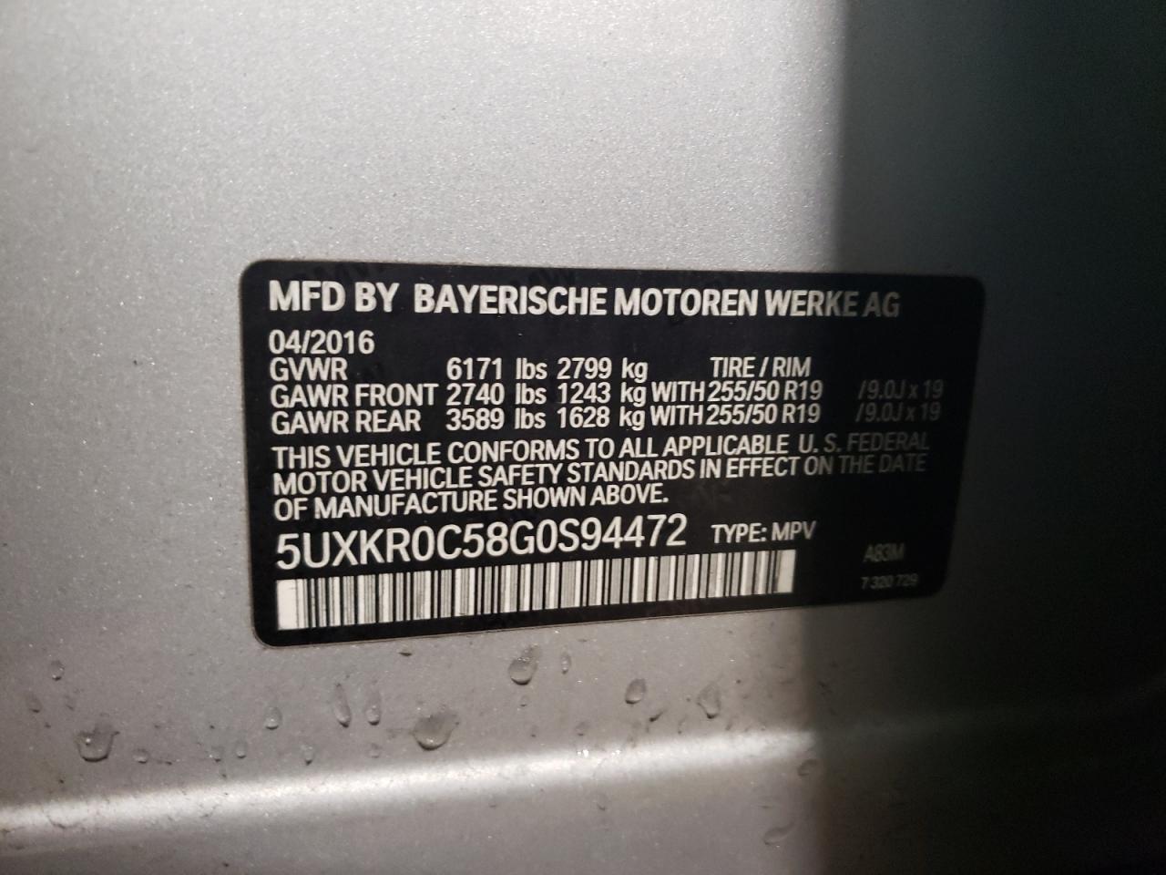 5UXKR0C58G0S94472 2016 BMW X5 xDrive35I