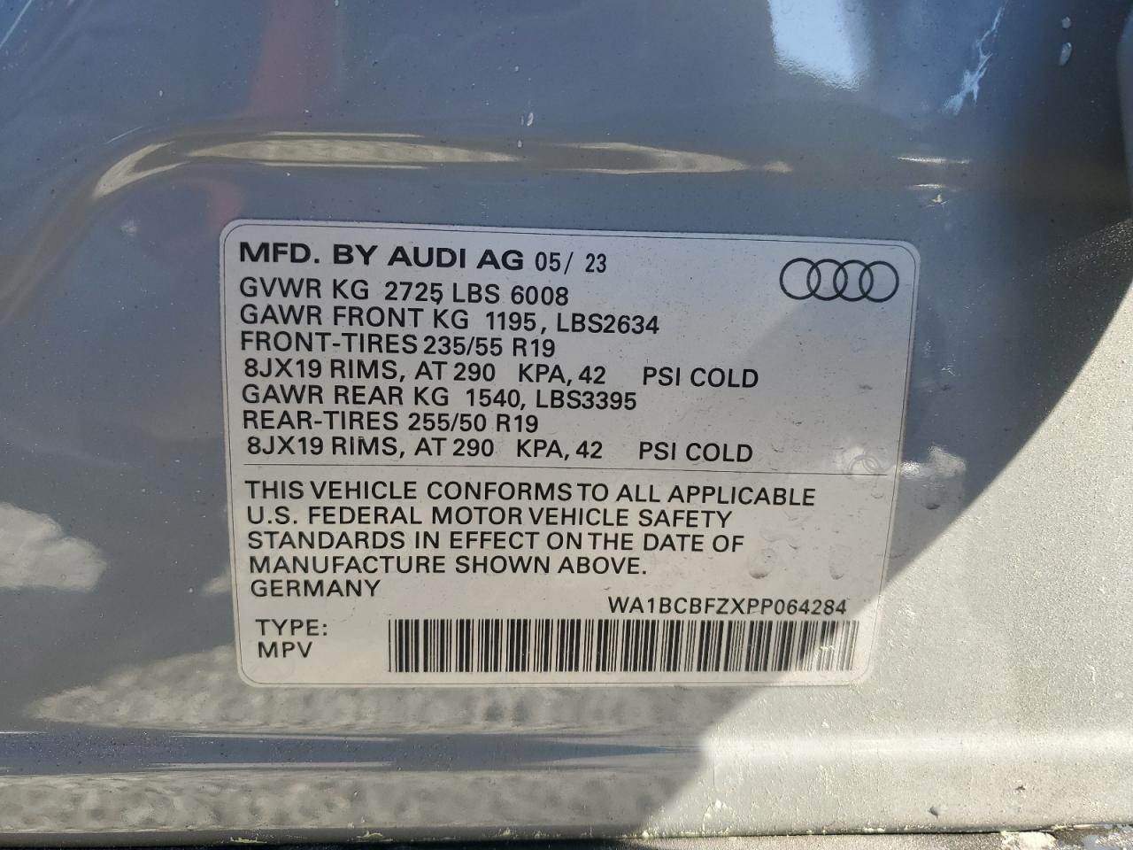 2023 Audi Q4 E-Tron Premium Plus vin: WA1BCBFZXPP064284