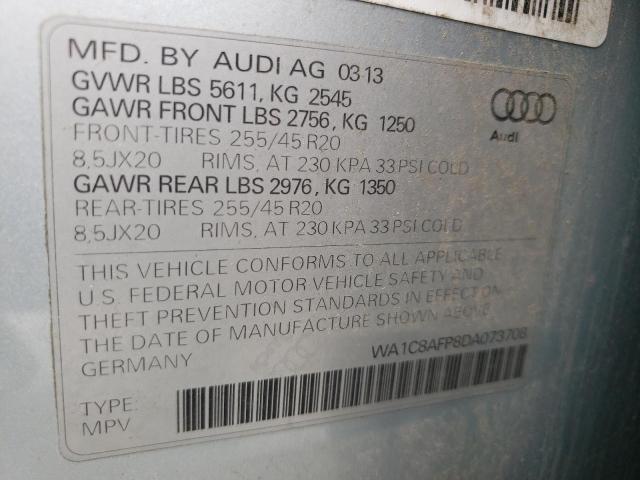 2013 Audi Q5 Premium Hybrid VIN: WA1C8AFP8DA073708 Lot: 50490014