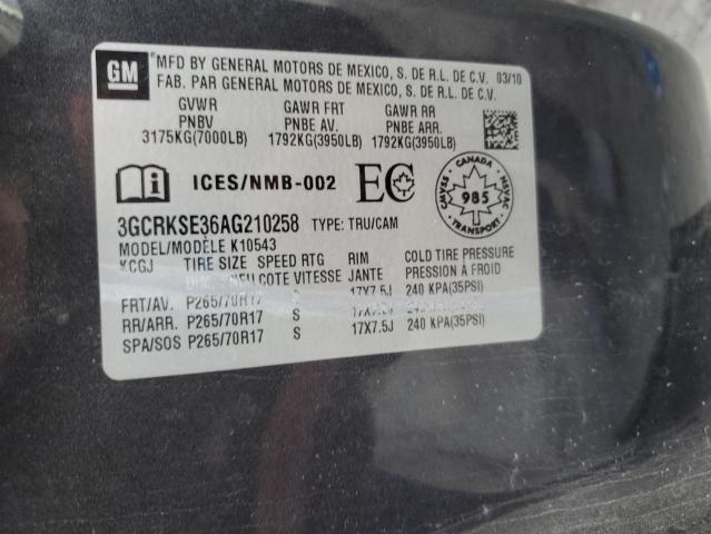 2010 Chevrolet Silverado K1500 Lt VIN: 3GCRKSE36AG210258 Lot: 49012364