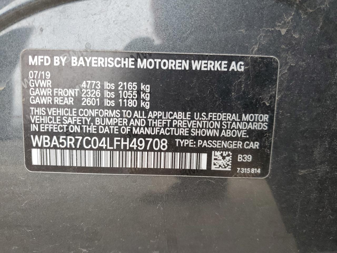 WBA5R7C04LFH49708 2020 BMW 330Xi