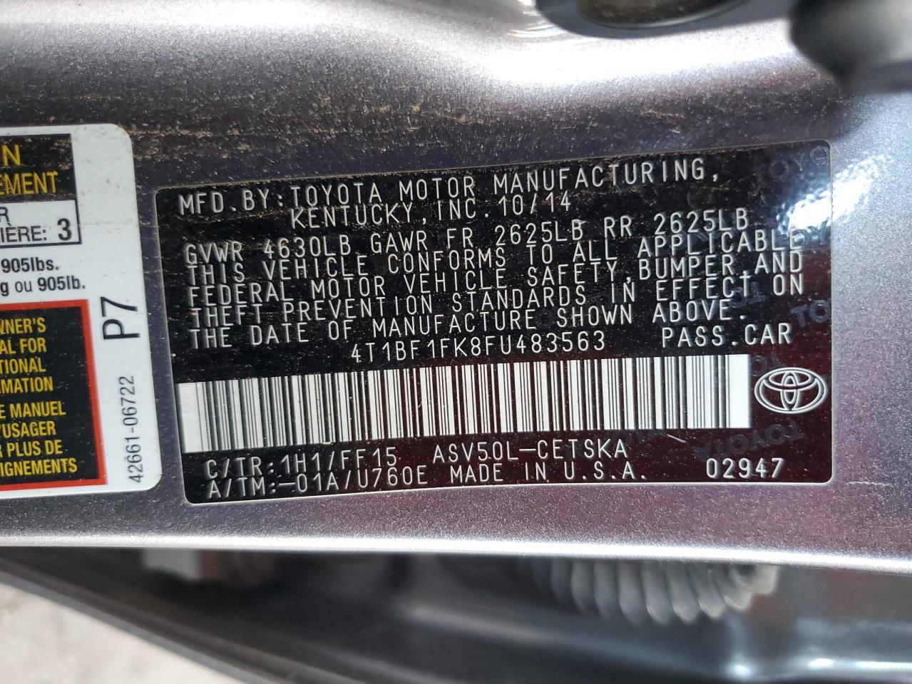 4T1BF1FK8FU483563 2015 Toyota Camry Le