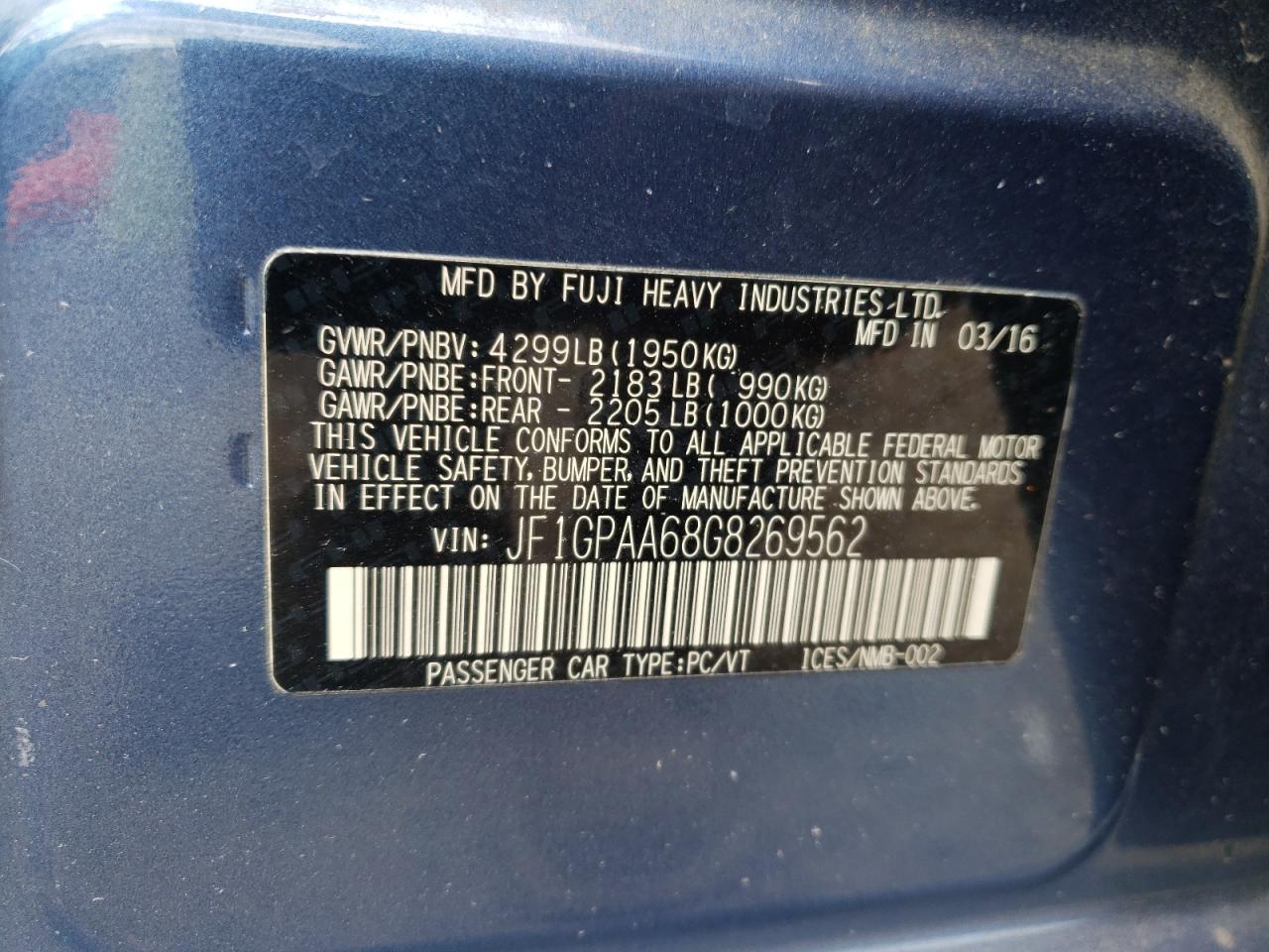 JF1GPAA68G8269562 2016 Subaru Impreza