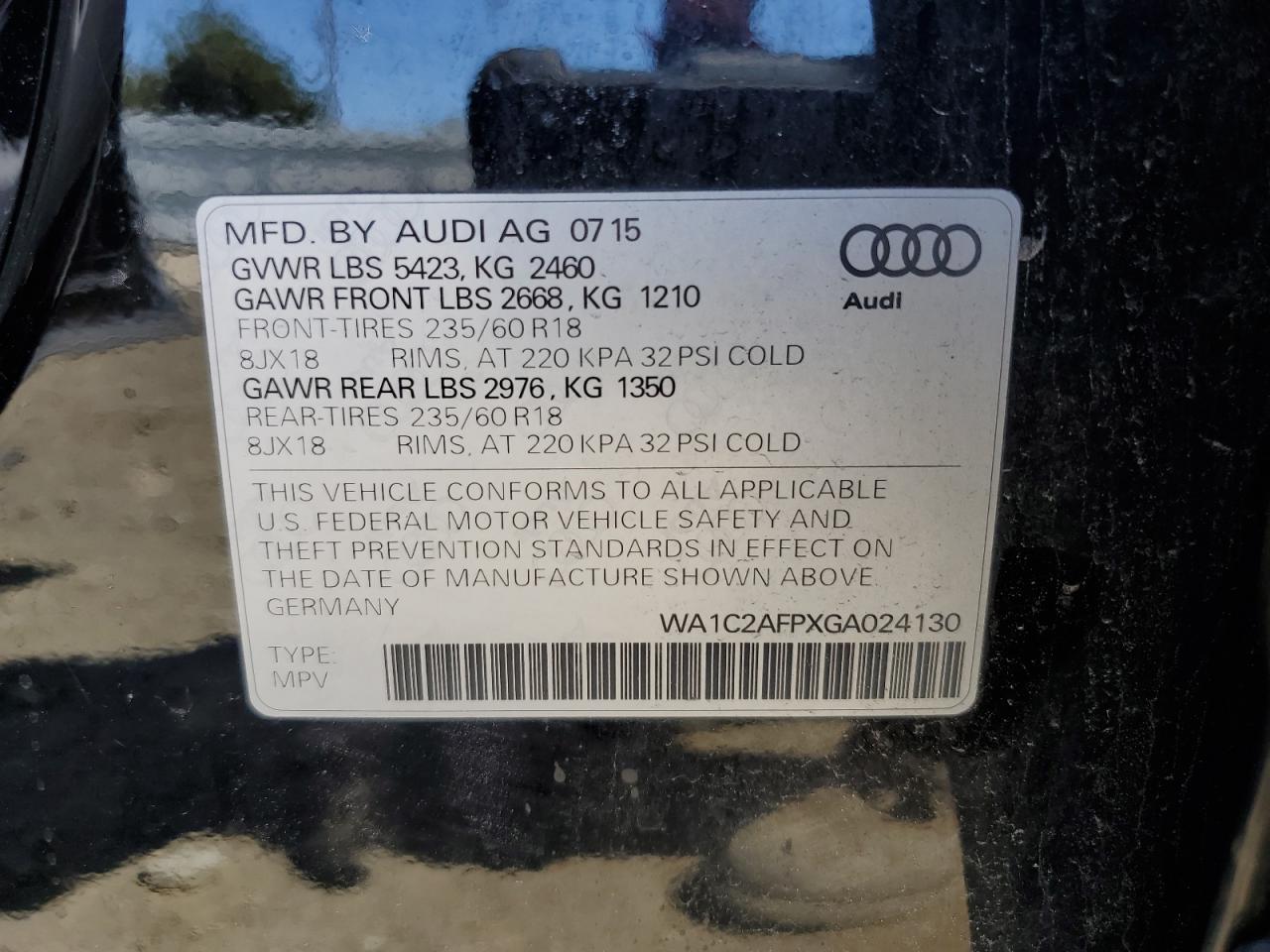 WA1C2AFPXGA024130 2016 Audi Q5 Premium