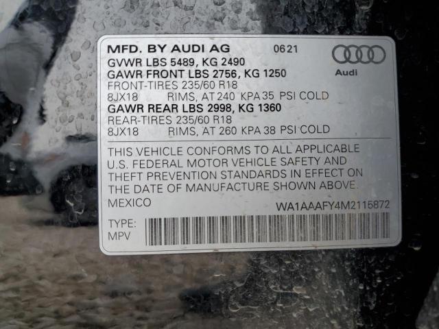 WA1AAAFY4M2115872 Audi Q5 PREMIUM 13