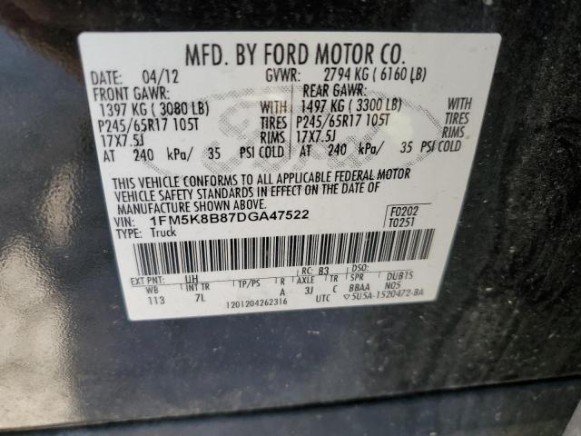 2013 Ford Explorer VIN: 1FM5K8B87DGA47522 Lot: 49935524