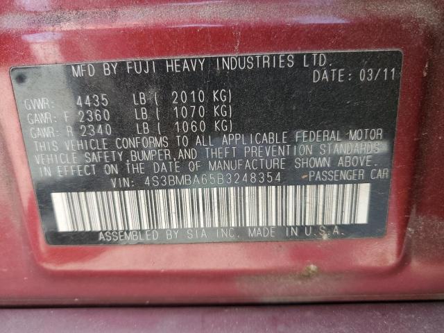 2011 Subaru Legacy 2.5I VIN: 4S3BMBA65B3248354 Lot: 52168694