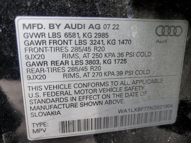 VIN WA1LXBF77ND021804 2022 Audi Q7, Premium Plus no.13