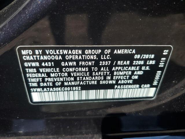 2019 VOLKSWAGEN PASSAT WOL - 1VWLA7A30KC001952