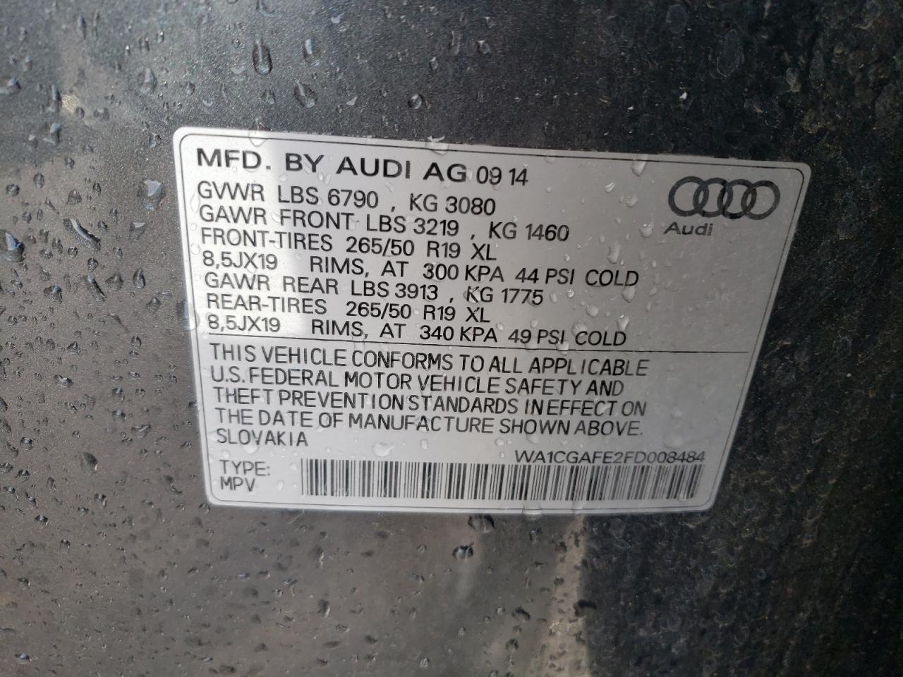 WA1CGAFE2FD008484 2015 Audi Q7 Premium