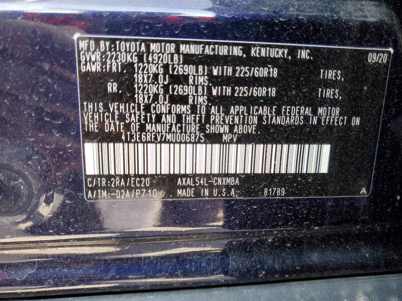 4T3E6RFV7MU006875 2021 Toyota Rav4 Xse