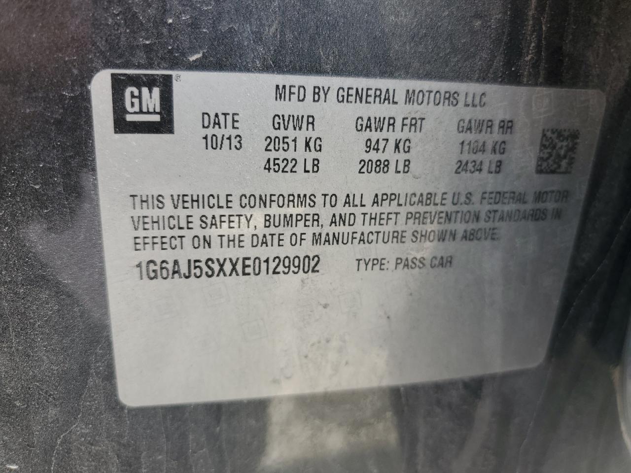 1G6AJ5SXXE0129902 2014 Cadillac Ats Performance