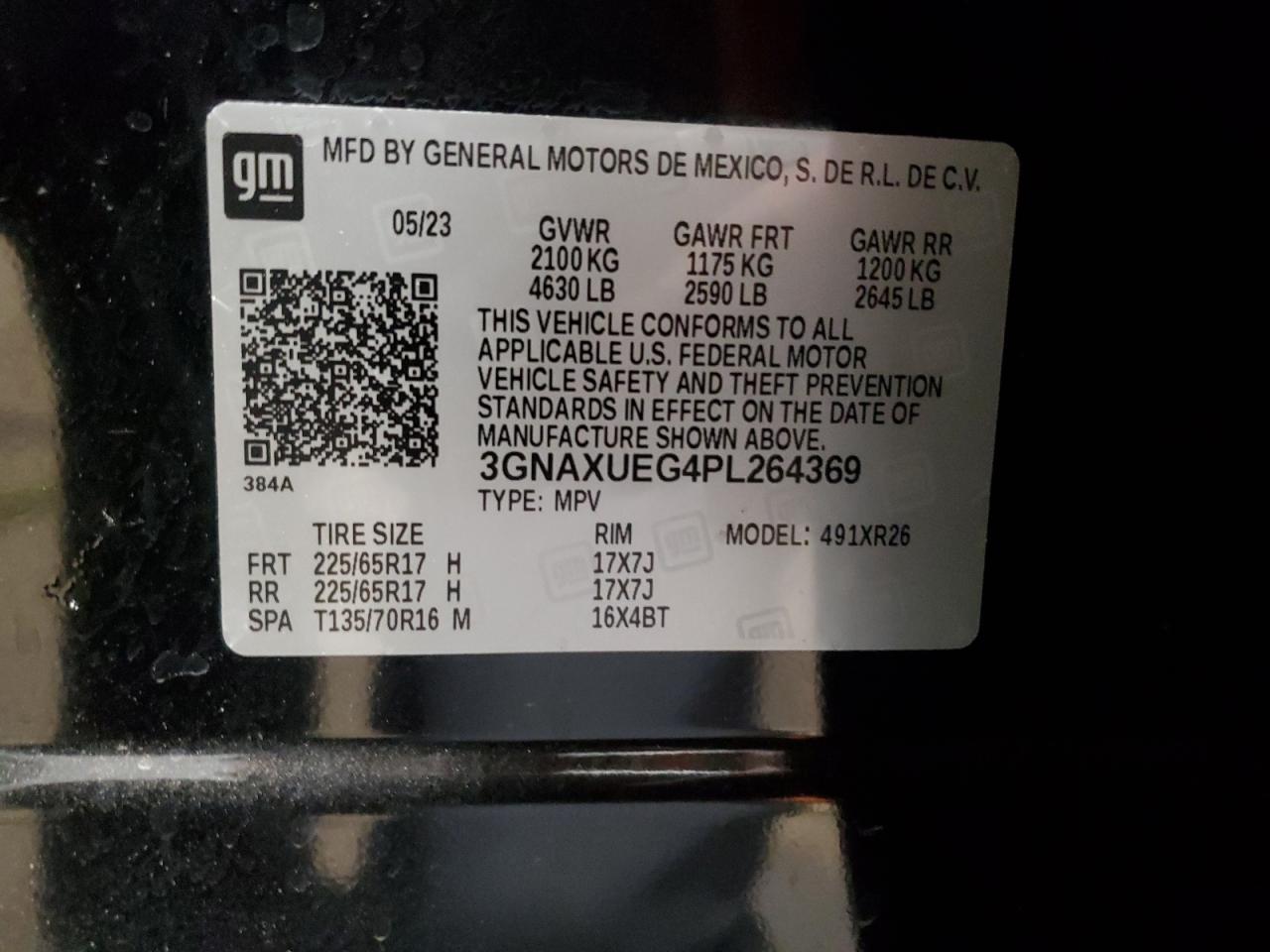 3GNAXUEG4PL264369 2023 Chevrolet Equinox Lt