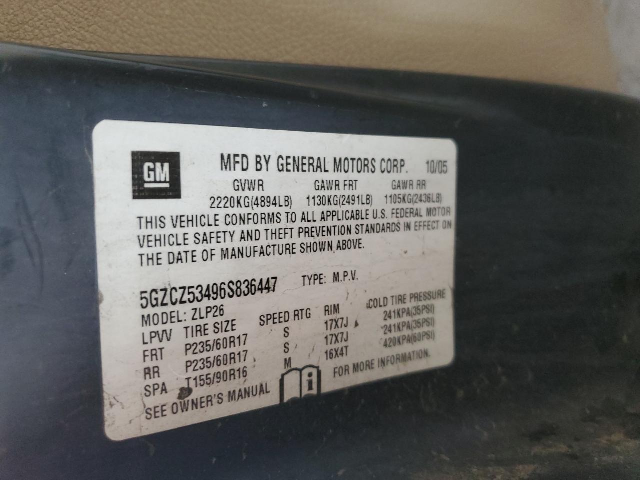 5GZCZ53496S836447 2006 Saturn Vue