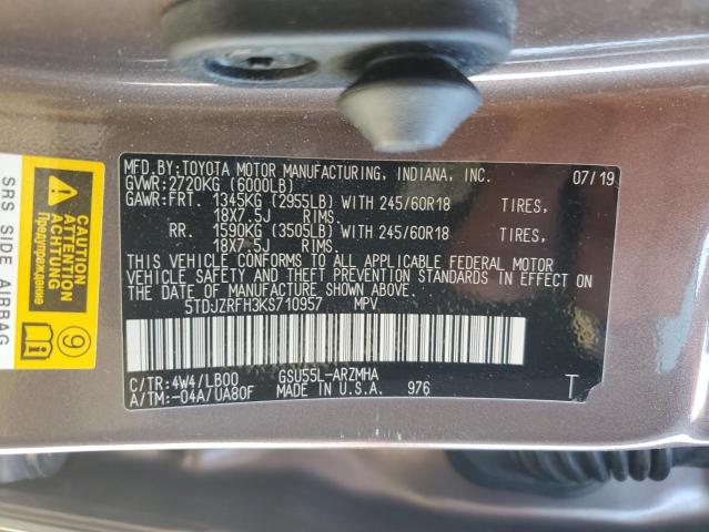 2019 TOYOTA HIGHLANDER - 5TDJZRFH3KS710957