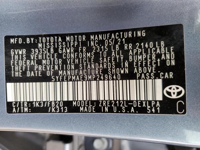 2021 TOYOTA COROLLA LE - 5YFEPMAE9MP249640