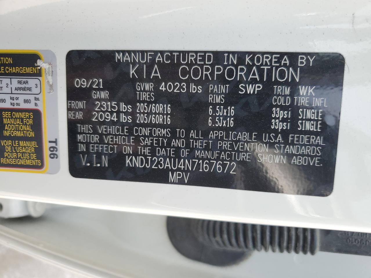 KNDJ23AU4N7167672 2022 Kia Soul Lx