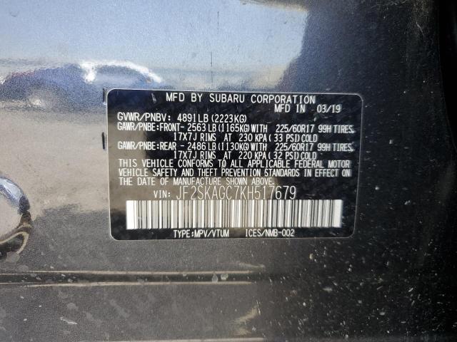 2019 Subaru Forester Premium VIN: JF2SKAGC7KH517679 Lot: 51995464