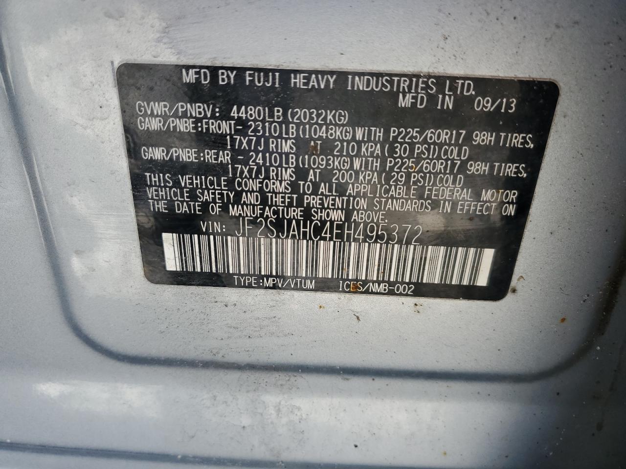 JF2SJAHC4EH495372 2014 Subaru Forester 2.5I Limited