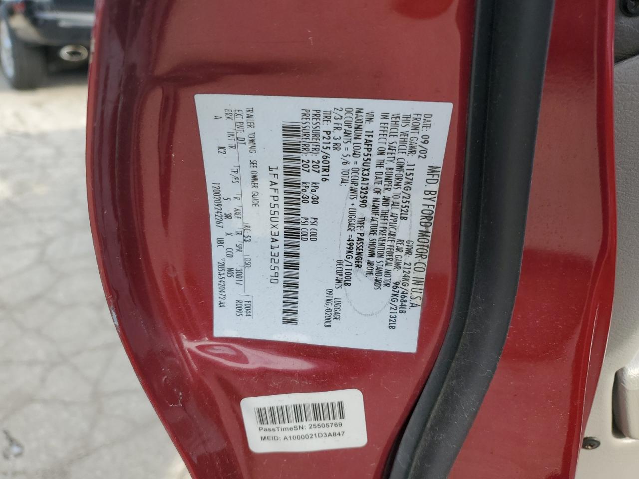 1FAFP55UX3A132590 2003 Ford Taurus Ses