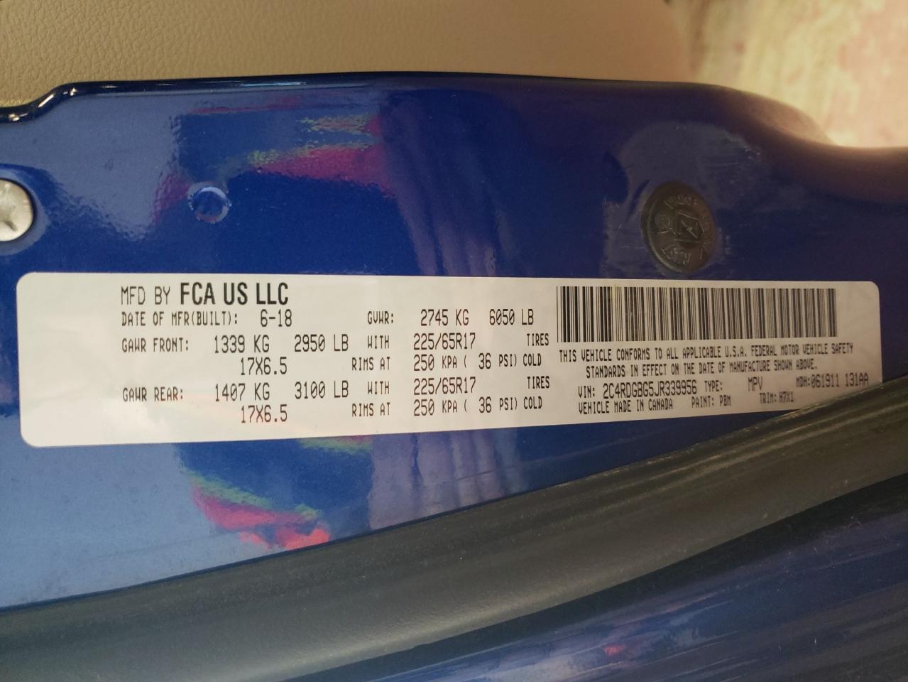 2C4RDGBG5JR339956 2018 Dodge Grand Caravan Se