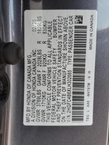 2020 Honda Civic Lx VIN: 2HGFC4B6XLH302665 Lot: 51097444