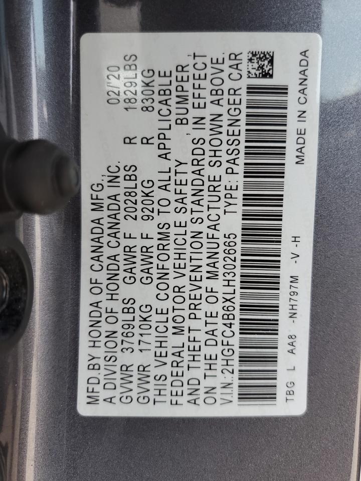 2HGFC4B6XLH302665 2020 Honda Civic Lx