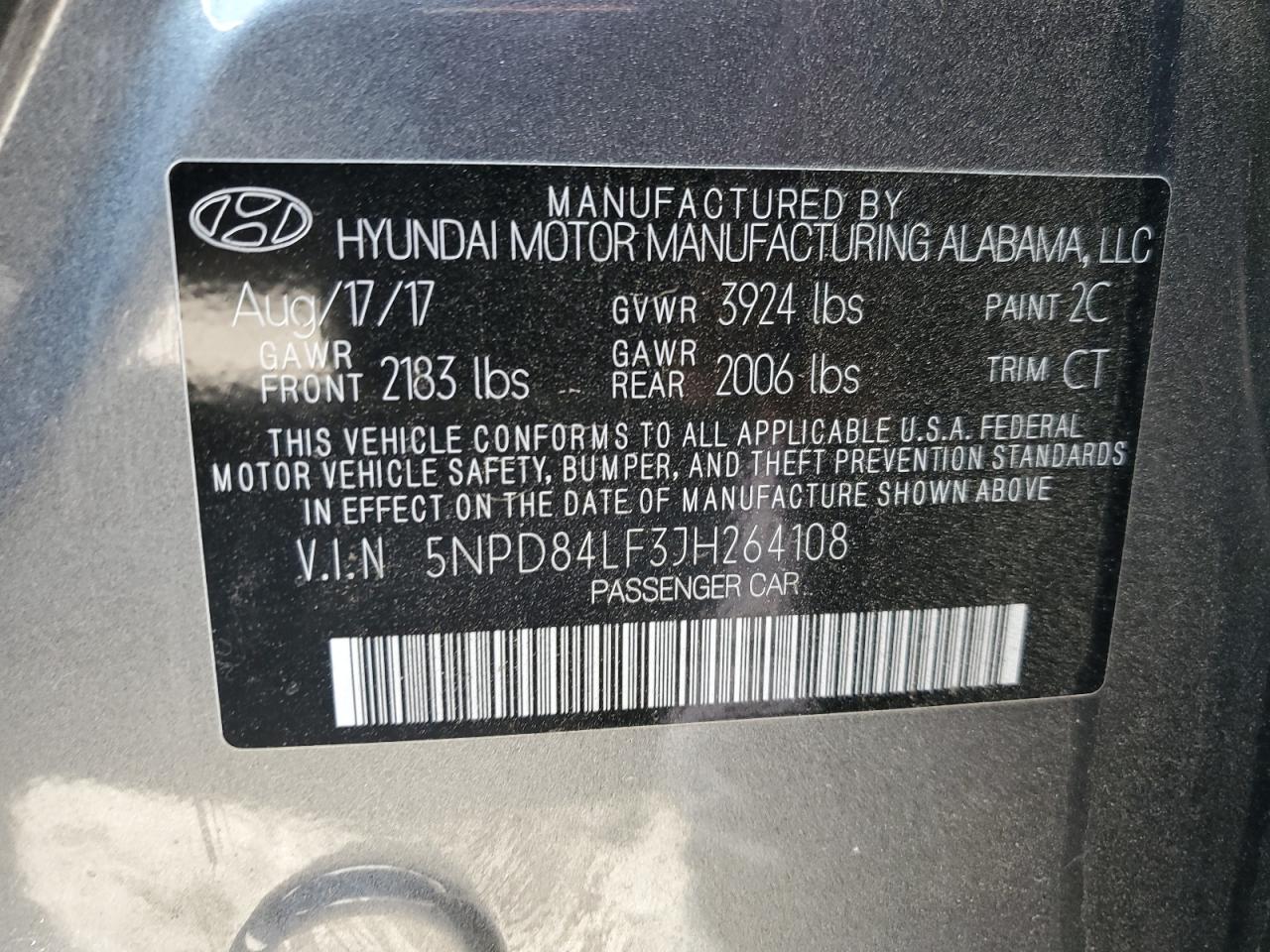 5NPD84LF3JH264108 2018 Hyundai Elantra Sel