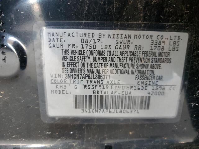 2018 Nissan Versa S VIN: 3N1CN7AP6JL806371 Lot: 51270724