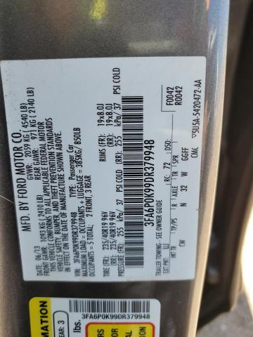 2013 Ford Fusion Titanium VIN: 3FA6P0K99DR379948 Lot: 52684474