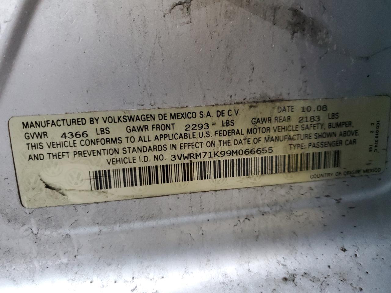 3VWRM71K99M066655 2009 Volkswagen Jetta Se