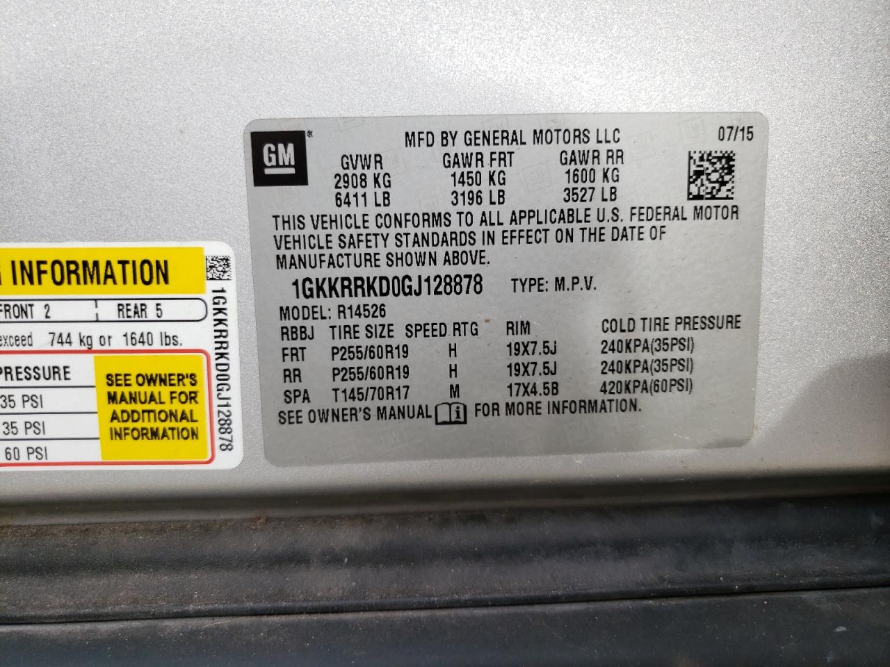 1GKKRRKD0GJ128878 2016 GMC Acadia Slt-1