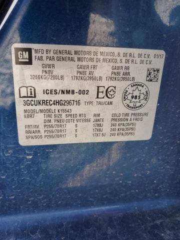 2017 Chevrolet Silverado K1500 Lt VIN: 3GCUKREC4HG296716 Lot: 52393284