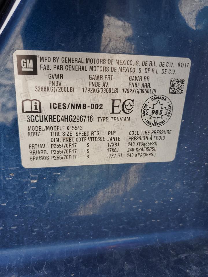 3GCUKREC4HG296716 2017 Chevrolet Silverado K1500 Lt