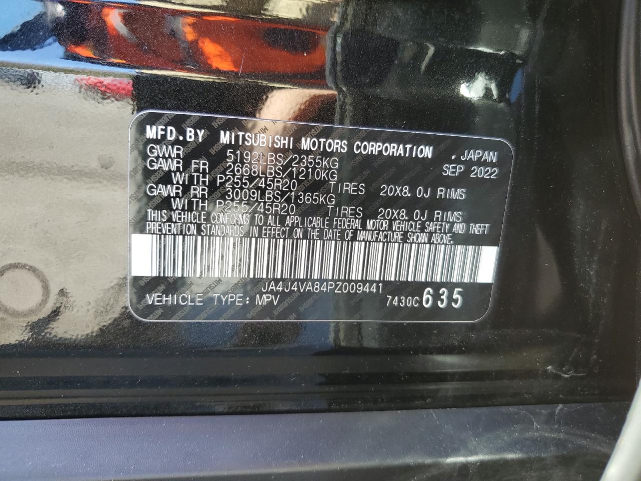 JA4J4VA84PZ009441 2023 Mitsubishi Outlander Sel