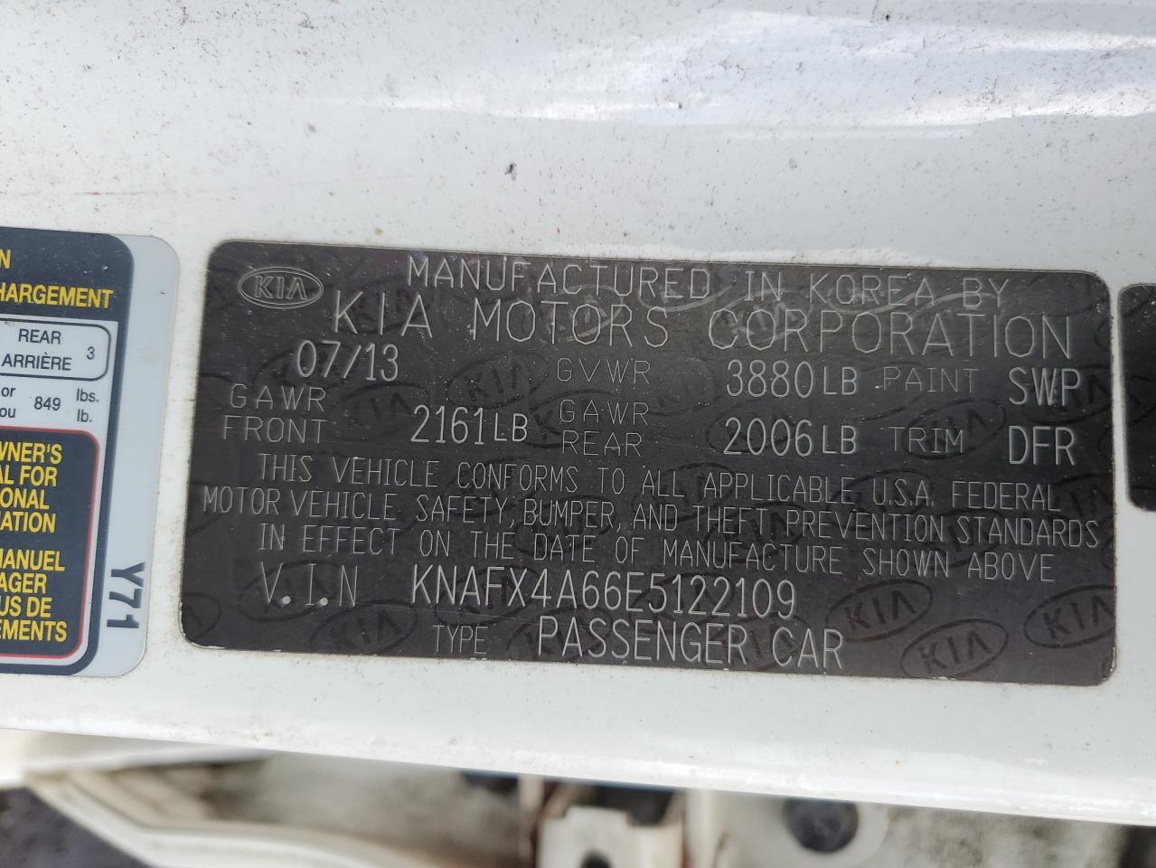 KNAFX4A66E5122109 2014 Kia Forte Lx