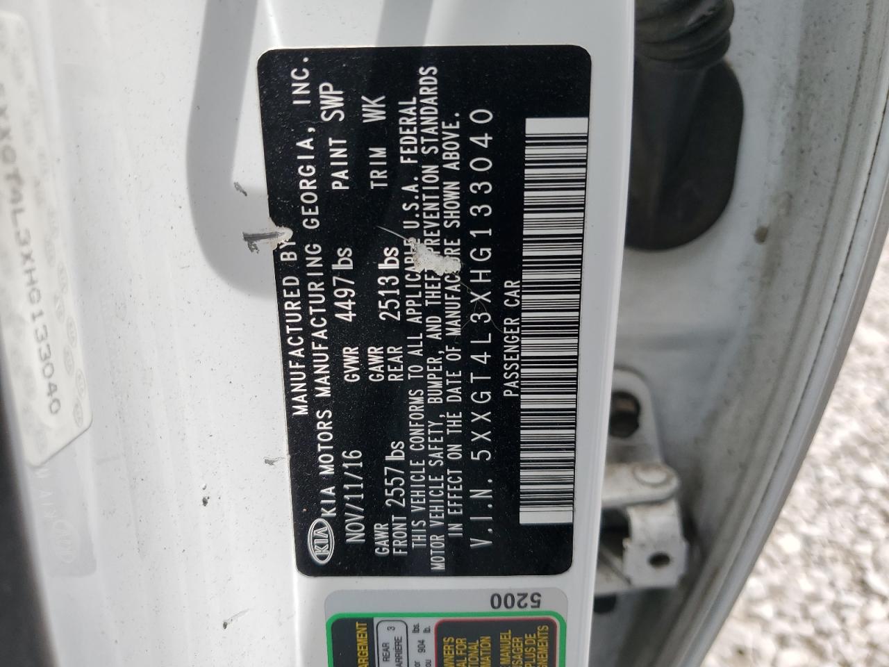 5XXGT4L3XHG133040 2017 Kia Optima Lx