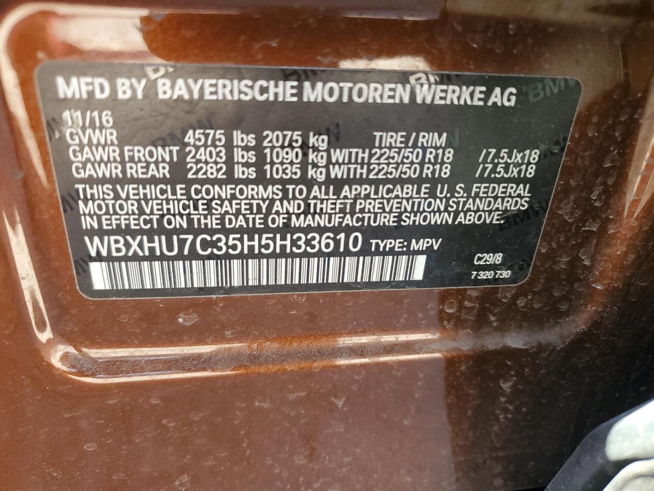 WBXHU7C35H5H33610 2017 BMW X1 Sdrive28I