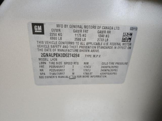 2013 Chevrolet Equinox Lt VIN: 2GNALPEK0D6274284 Lot: 50424044