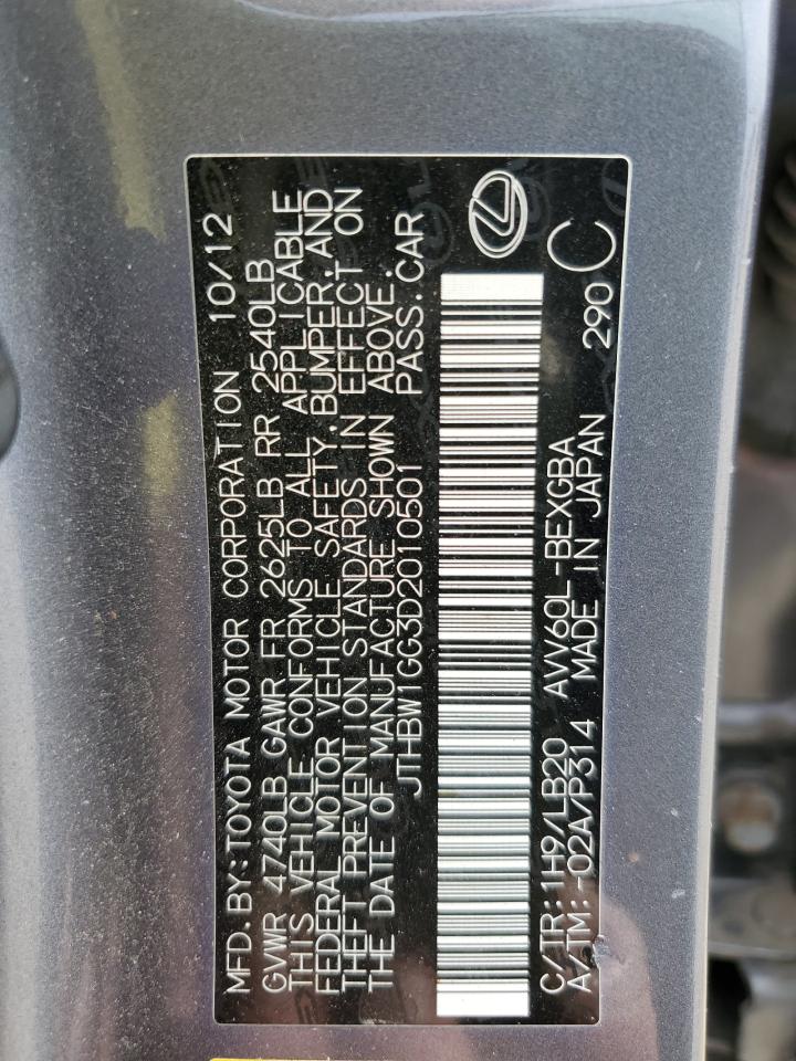 JTHBW1GG3D2010501 2013 Lexus Es 300H