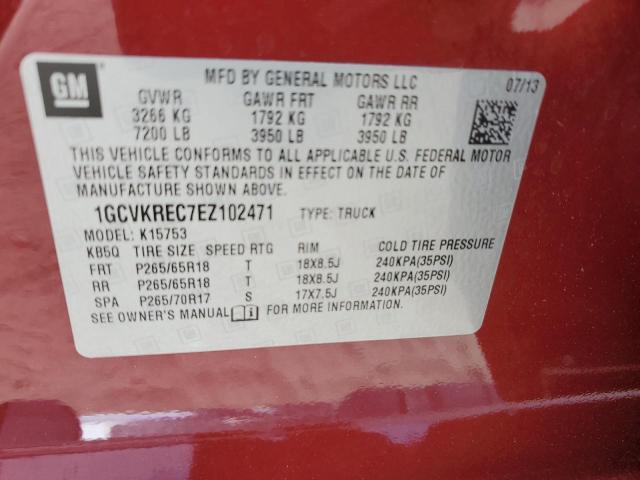 2014 Chevrolet Silverado K1500 Lt VIN: 1GCVKREC7EZ102471 Lot: 52520264