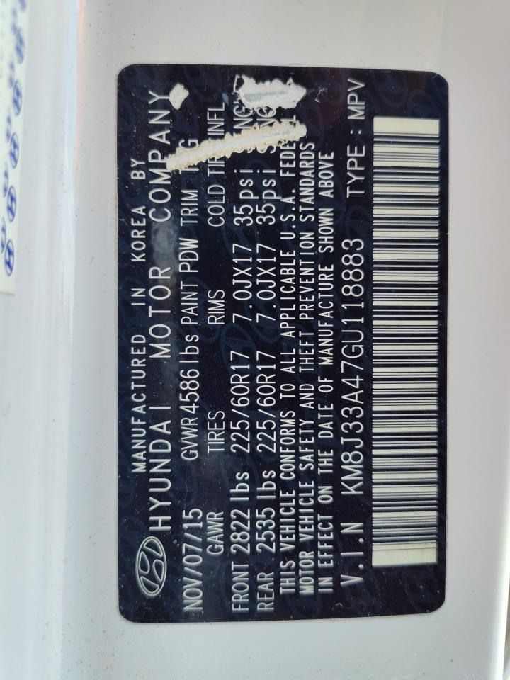 KM8J33A47GU118883 2016 Hyundai Tucson Limited