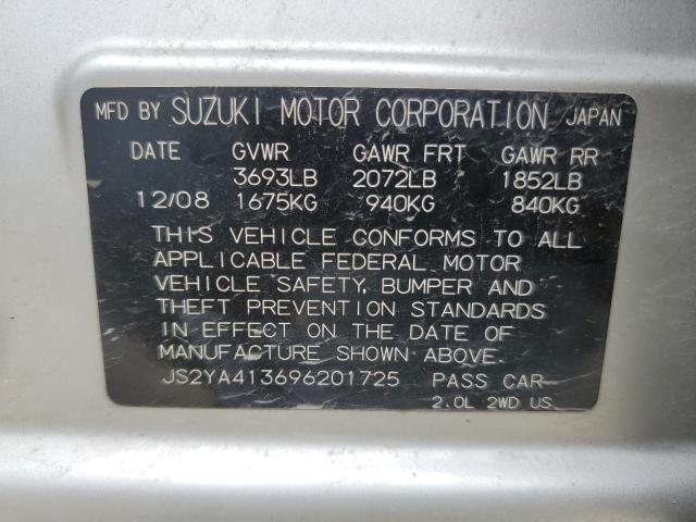 2009 Suzuki Sx4 Technology VIN: JS2YA413696201725 Lot: 51755754