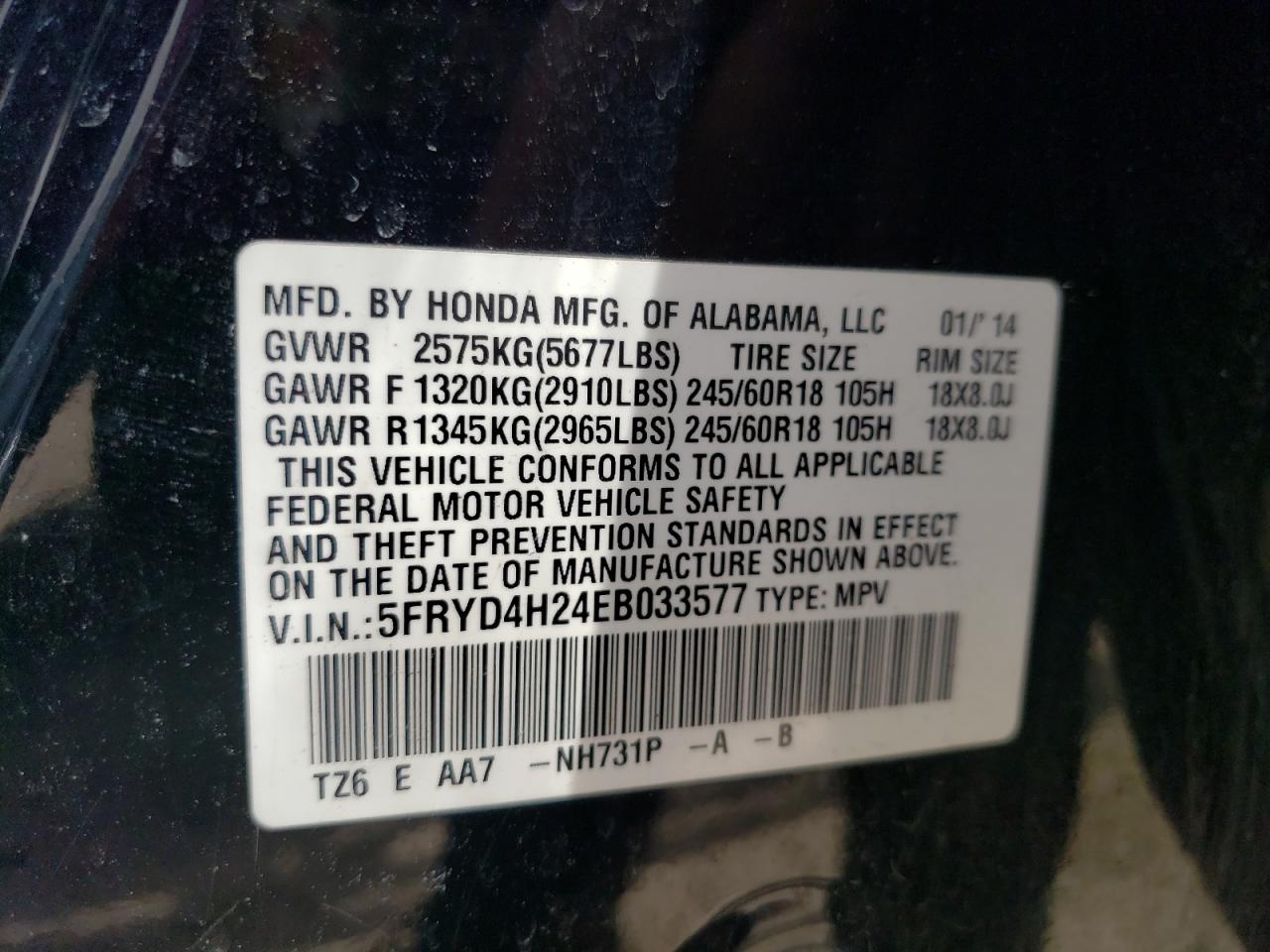 5FRYD4H24EB033577 2014 Acura Mdx