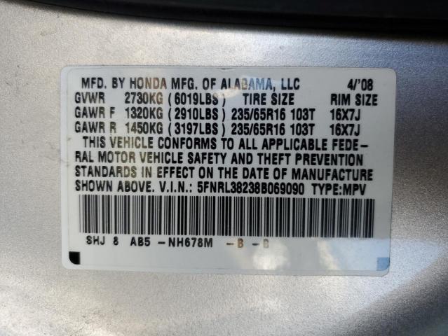 2008 Honda Odyssey Lx VIN: 5FNRL38238B069090 Lot: 51801674