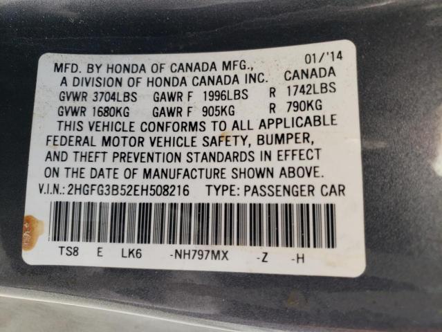 2HGFG3B52EH508216 2014 Honda Civic Lx